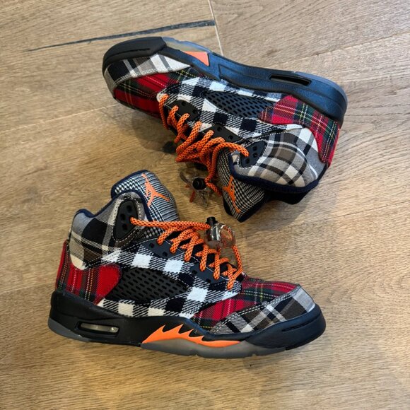 Air Jordan 5 Retro Plaid limited Sneakers Multicolor Black/Orange Size 4 - Picture 4 of 13